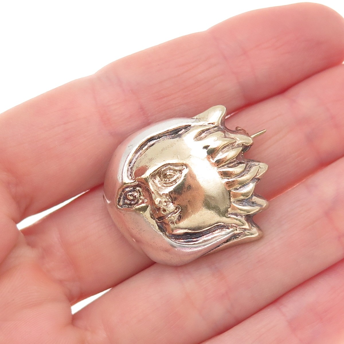 ノ*エ様 SERGIO BUSTAMANTE 太陽　月　星　シルバー925 ペン Sergio Bustamante Sterling 2-Tone Vintage Moon & Sun Brooch