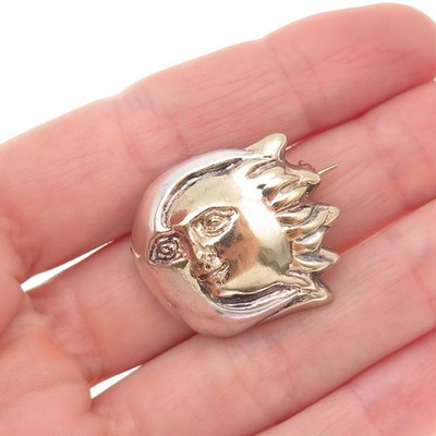 Sergio Bustamante Sterling 2-Tone Vintage Moon & Sun Brooch