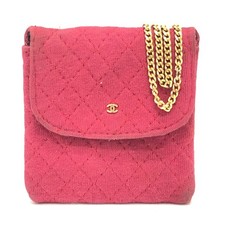 CHANEL CC Mark Matelasse Chain miniature pouch Shoulder Bag Jersey Red