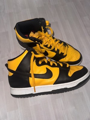 Nike Dunk High Black Yellow Mens Size 10 Sneakers Leather 