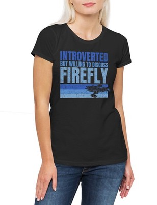 Serenity Introverted Damen T-Shirt Sci-Fi Raumschiff Firefly Firefly Logo Blue