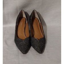 Vintage J. Rene Black Silver Metallic Pumps, 10M, 3" Heel, Elegant Style