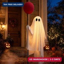 Halloween Decorations Outdoor, 6 FT Life Size Ghost with Red Balloon
