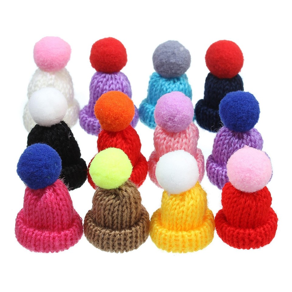 KONTONTY 20-teiliges Set Mini Strickmützen & Schals - Weihnachtsdekoration Für Puppen & Flaschen