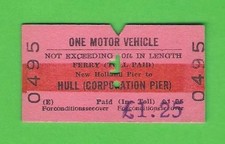 Ferry Toll Ticket - BR(E) One Motor Vehicle - New Holland Pier to Hull - 1974