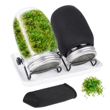 Seed Sprouting Kit with 2 Wide Mouth Jars for Broccoli, Alfalfa, Mung Bean
