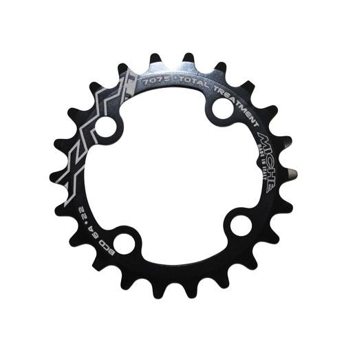Plateau VTT 22 dents Miche noir double triple entraxe 64mm 4 branches pour transmission velo