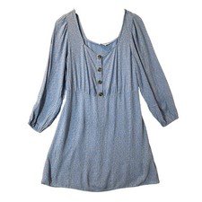 American Eagle AEO Long Sleeve Square Neck Mini Dress Blue Ditsy Floral XL