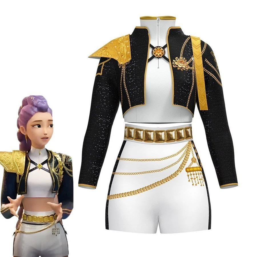 Kids⭐Girls K-Pop Demon Hunters Costume Wig Rumi Mira Zoey Cosplay Fancy Dress Up - Bild 3 von 4