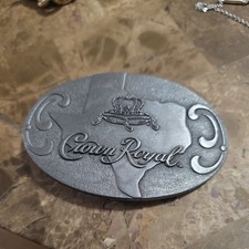 Vintage Silver Crown Royal Liquor Belt Buckle