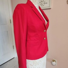 J Crew Women's Schoolboy Blazer 0 Tall Red Single Breasted Wool Blend Notch