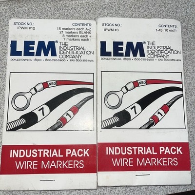 2 Books Lem Pocket Pack Self Sticking Wire Markers A-Z, 1-45, Blank