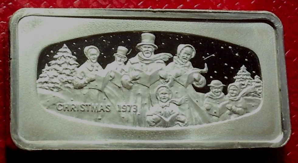 Franklin Mint Christmas Ingot In Silver Bullion Bars & Rounds for