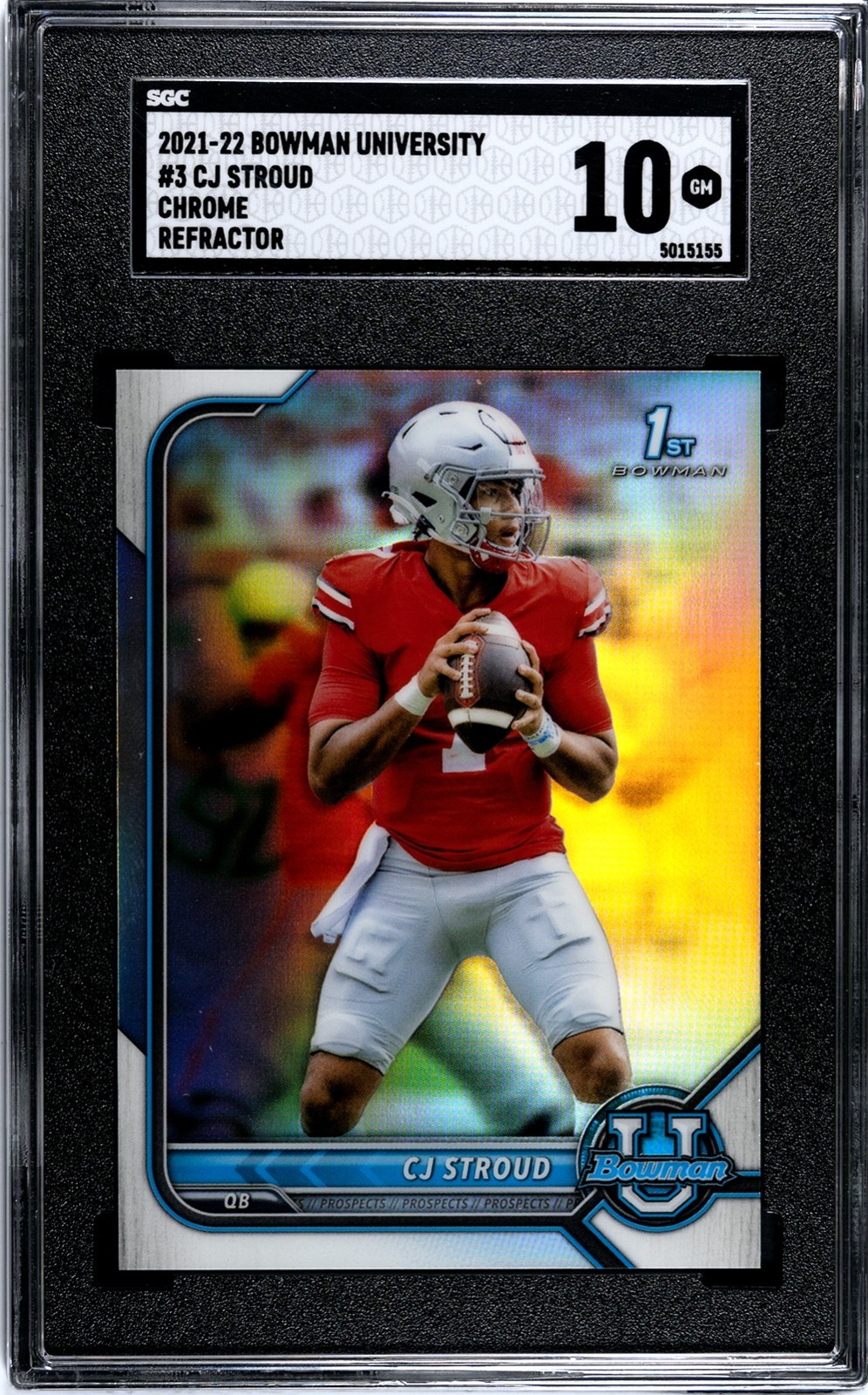 2021 Bowman University #3 CJ Stroud Chrome SGC 10 Gem Mint Refractor