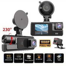 TELECAMERA PER AUTO DASHCAM FULL HD CAR VIDEO CAMERA VISIONE NOTTURNA 3 CAM