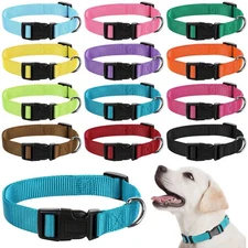 Buryeah 12 Pieces Adjustable Dog Collar Bulk, Nylon Puppy Dog Collars with Qu...