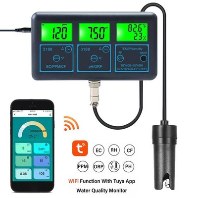 7in1 Smart WIFI Monitor Aquarium Pool Wasserqualität Meter PH ORP EC PPM Tester
