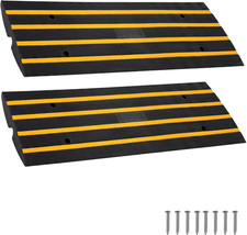 2 Packs 48" Car Driveway Rubber Curb Ramps, Heavy Duty Driveway Gutter Slope Ram