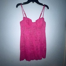 Victoria's Secret Pink Sheer Stretchy Lace Underwired Chemise Neglig e 34B