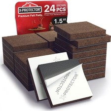 24 Heavy-Duty Felt Furniture Pads 1.5  1/4  Thick Square Felt Pads for Furniture