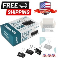 Binder Clips - 48 Small Binder Clips, 0.75 Inch Black Paper Clamps, File Clip...