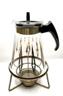 Vintage Pyrex Atomic Design 1960s Coffee Carafe & Warming Stand 4 Cup JL