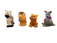 Fisher Price Little People Animals Lot Of 4 Zebra Camel Kangaroo Bear Cub/lion