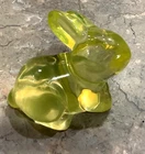 CHARMING VASELINE URANIUM GLASS BUNNY 2" UNMARKED EXCELLENT
