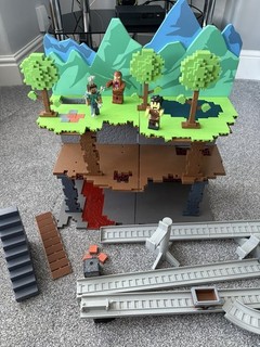 Minecraft Play Set Railroad Mining Vehicle Figures Good Condition See Photos