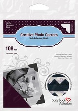 Scrapbook Adhesives Paper Photo Corners Self-Adhesive 108/Pk Black
