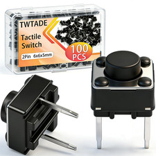 TWTADE 100Pcs Micro Momentary Tactile Push Button Switch 6X6X5Mm 2 Pin Tact