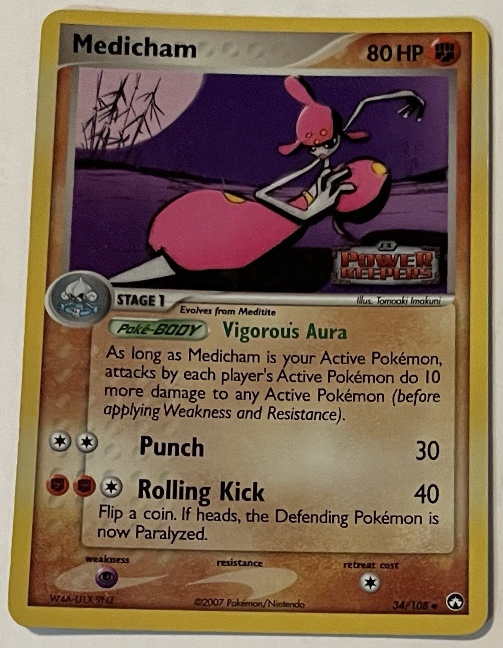 Medicham Power Keepers Reverse Holo Stamped Pokemon Card 34/108 EX