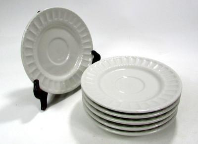 Gibson REGALIA Saucers 6 1/8  White Embossed Dots Ceramic Dish Set of 6