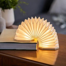 Rechargeable LED Desk Lamp USB Wooden/Velvet Accordion Style Light By Gingko