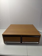 Vintage VHS Tape Holder Faux Wood 2 Drawer Cabinet Storage Case Holds 24 Tapes