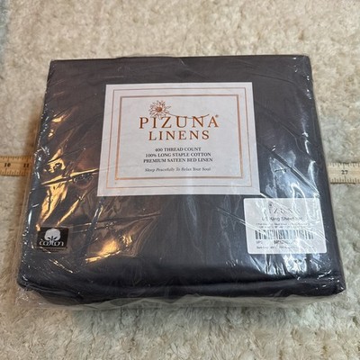 Pizuna Linens 400 Thread Count 100% Cotton US King/Cal King Sheet Set Gray New