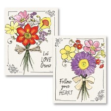 Sunny Floral Bouquet Art Prints Set of 2, 11x14in Unframed Posters on Paper