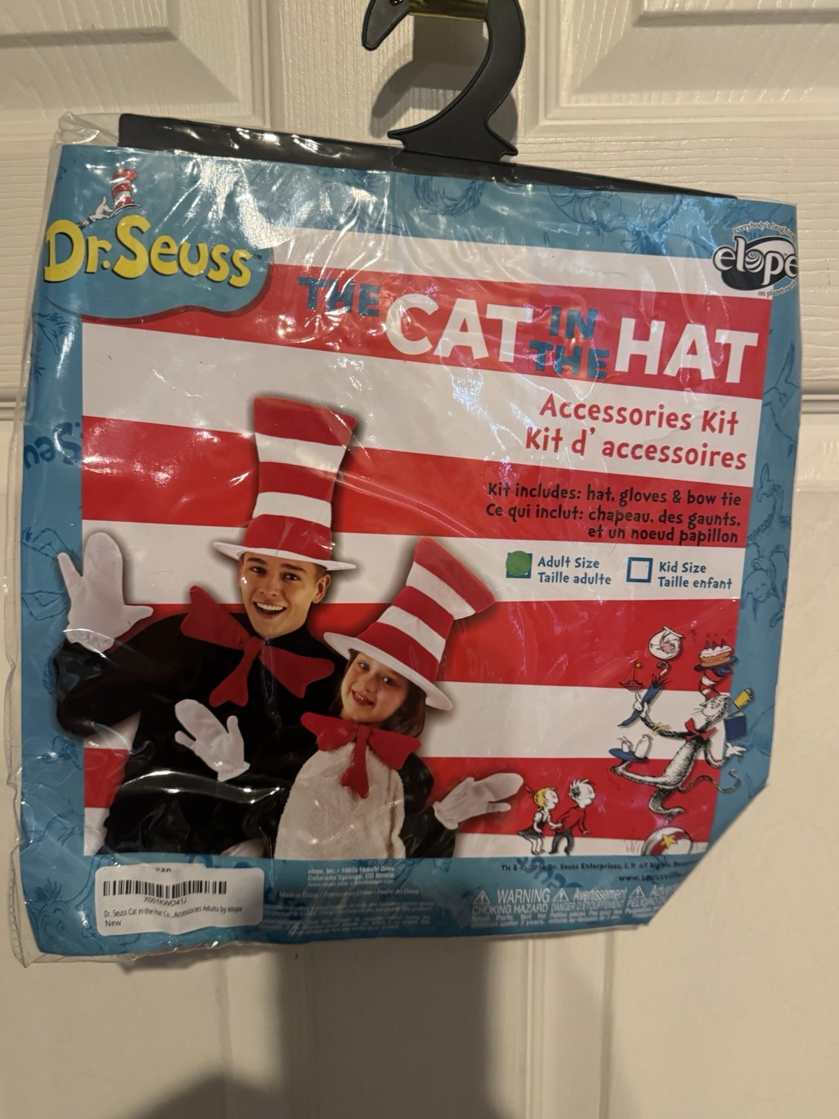 NIP Dr. Seuss The Cat In The Hat Adult Size Costume W/ Hat Bow Tie & Gloves