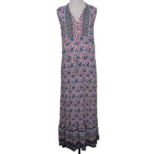 Talbots Floral Maxi Dress Womens Size 12 Drawstring Cottagecore Sleeveless Shift