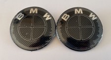 Bmw 82mm Front Rear Badge Set Pair Carbon Black Replacement Uk