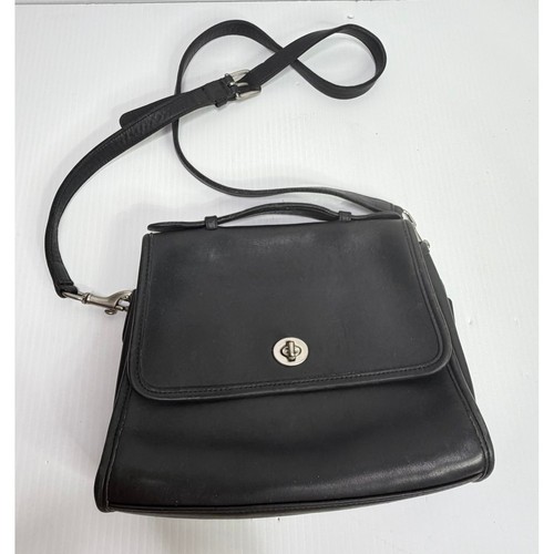 Vintage Coach Station Bag 9870 Black Leather Crossbody Satchel Made USA by Coach, $120 - Photo 5