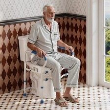 HOROW Two-Piece Toilet Elongated Bowl with Adjustable Safety Rails for Seniors