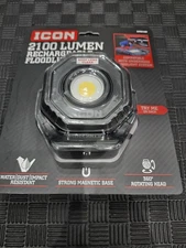 New ICON LWR2100 2100 Lumens FloodLight Rechargable Magnetic 360 Rotating Head