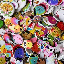 Chenkou Craft Assorted 100pcs Mix Sizes Styles Colors Wood Buttons Craft Sewi...