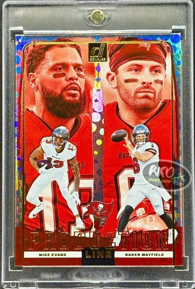 Baker Mayfield Mike Evans RARO DOBLE REFRACTOR TARJETA DE INVERSIÓN BUCANEROS COMO NUEVO Foto 3 de 4