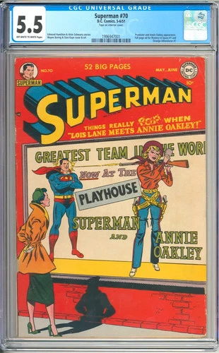 Superman #70 Nice Unrestored Golden Age Superhero Vintage DC Comic 1951 CGC 5.5