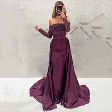 Evening Dresses Glitter Sequin Long Sleeves Prom Dresses Satin Wedding Dresses