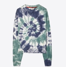 NWT Tory Sport women  s TIE-DYE HEAVYWEIGHT FRENCH TERRY CREW 178 Size XS