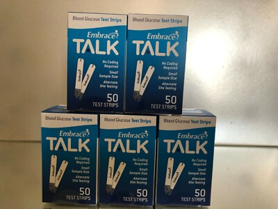 Embrace TALK Blood Glucose Test Strips 250 Qty.  Exp 02/2027. Free shipping  