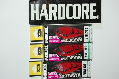 3 lures yo zuri duel hardcore 75s vibe 3'' 3/4oz red craw crawdad r1193-cf